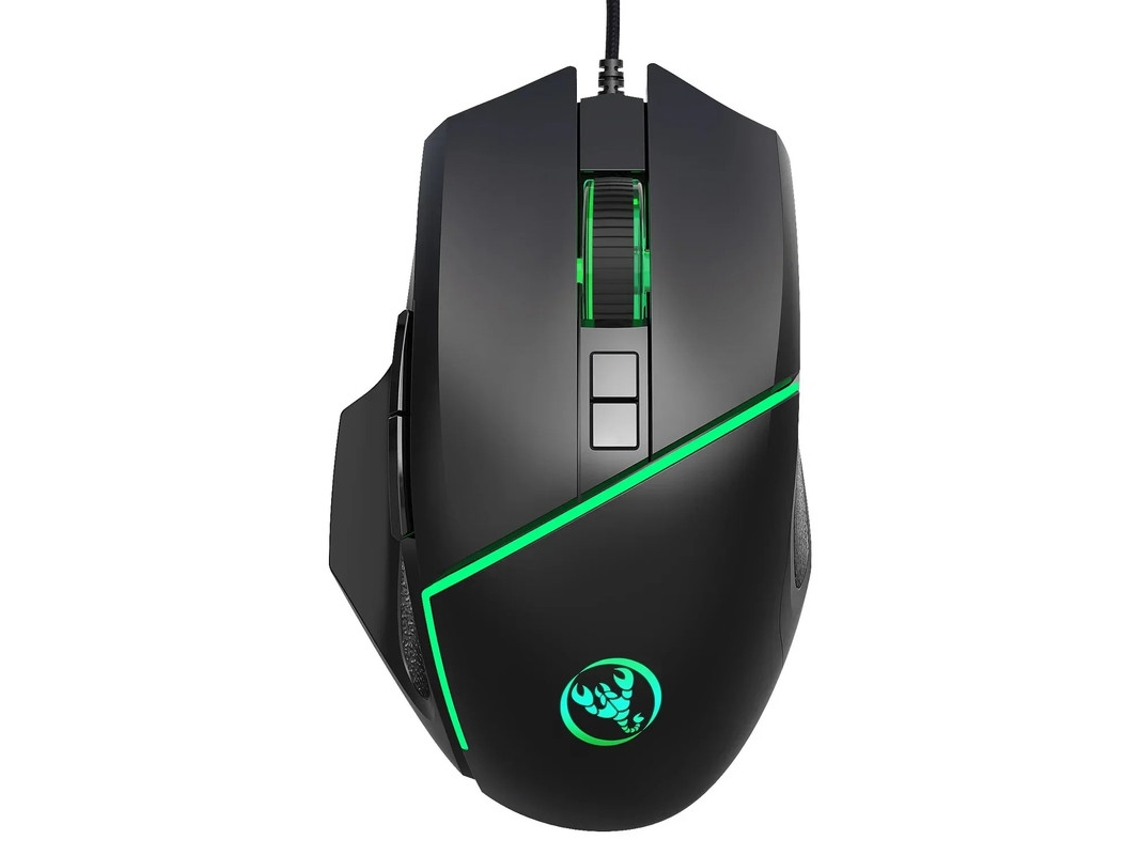 Ratón para juegos Yizhood A876 (12800 DPI, 1000 Hz, RGB, retroiluminación 3D, cable, 8 botones, macro programable, negro)