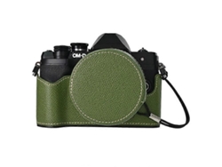 Estuche de cuero semienvuelto con tapa de lente para cámara Olympus OM DE M10 Mark IV