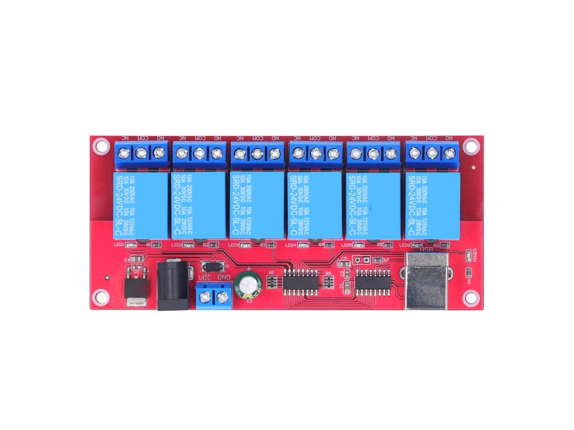 Módulo De Relé Usb Ajustable De 6 Canales Y 24 V, Placa De Relé Usb Sin Controlador Para Uso Doméstico, Agrícola Y De Laboratorio.