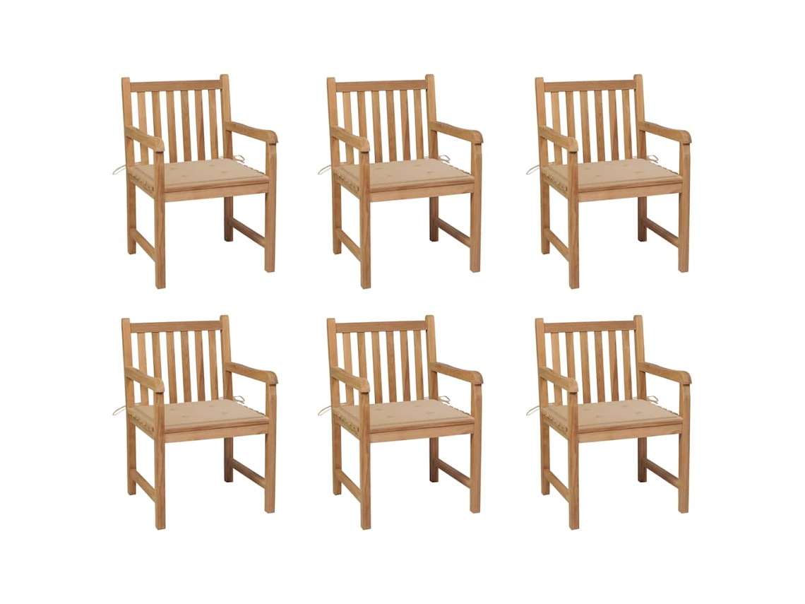 Sillas de jardín DKD Home Decor de 6 piezas con cojines beige