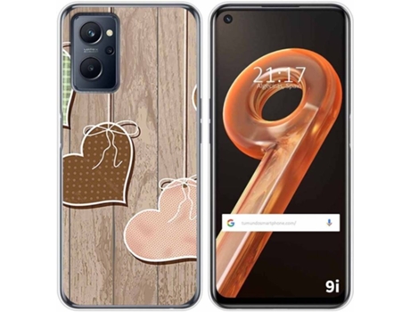 Carcasa Realme 9i TUMUNDOSMARTPHONE Dibujos Corazones Madera Multicolor