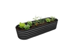 Relaxdays Canteiro Elevado, Metal Galvanizado, Flores E Legumes, A X L X P: 45 X 240 X 60 Cm, Canteiro Oval, Antracite