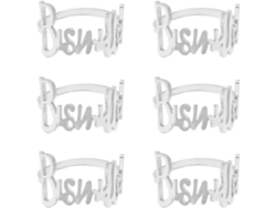 Omni-anillos De Servilleta 6 Piezas Letra Bismillah Metal Argenteado Decoración Mesa Para Boda Fiesta Ramadán Banquete