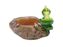 Jarrón decorativo de resina con forma de rana de yoga