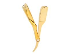 Navaja Recta Plegable Profesional Para Barbear Hombre, Porta Hoja Dorado, Acero Inoxidable, Ideal Para Barbers