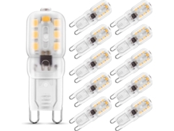 10 Bombillas Led G9 De 2w, Luz Blanca Cálida 3000k, Equivalente A 25w, 180lm, 230v, Clase A+.