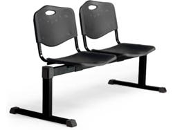 Silla para Recepción PYC Bloco 2 Sillas Cenizate Negro (Sin Brazos - PVC)