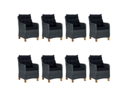 Maison Exclusive - Set Comedor Jardín 9 Pzas Cojines Ratán Sintético Gris Oscuro