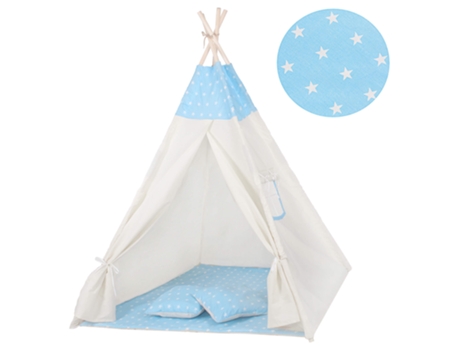 Tienda de campaña infantil Tipi, Wigwam completa con alfombra de suelo y dos cojines 160x120x100 cm