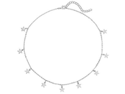 Collar ajustable con forma de estrella 2026 para mujeres y niñas en plata.