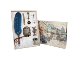 Set Pluma Pluma De Ave Estilo Retro Europeo Para Caligrafía Regalo Azul Marino