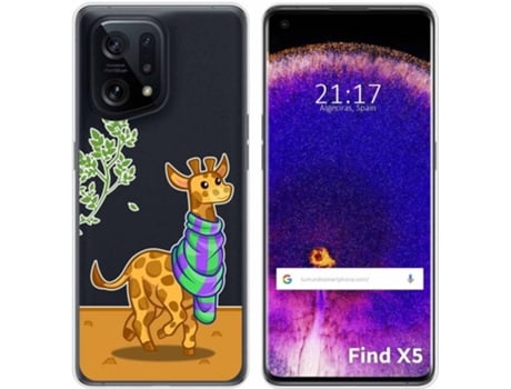 Carcasa para Oppo Find X5 5G TUMUNDOSMARTPHONE Dibujos Transparente Jirafa Multicolor