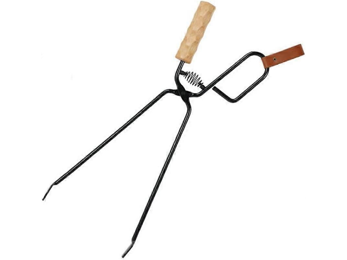 Pinzas Para Leña Prácticas, Antideslizantes Con Mango De Madera, Ideal Para Barbacoas Al Aire Libre Y Camping