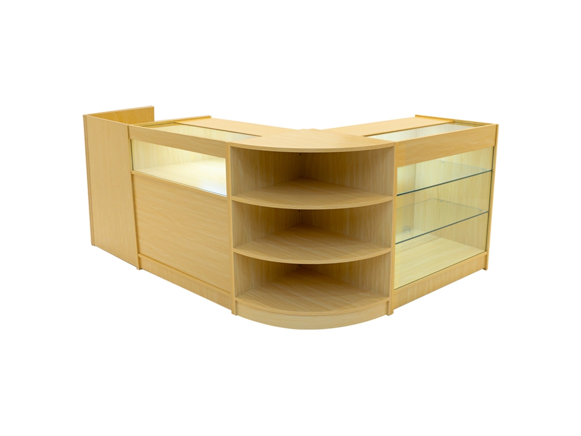 Estantería comercial Hyperion | Arce | LM60 B900 K900 TB60 | MDF y vidrio templado | Estanterías y Monstershop