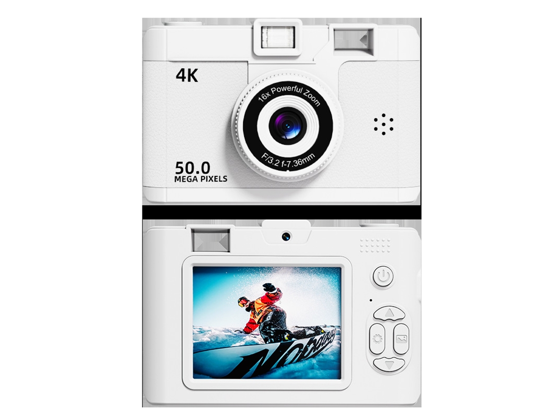 Cámara digital dual frontal y trasera con grabación de vídeo y zoom 16x Blanco Cuich