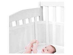 Protetores De Berço De Malha Respirável Com 4 Lados Anticolisão Para Cama De Bebê Branco 