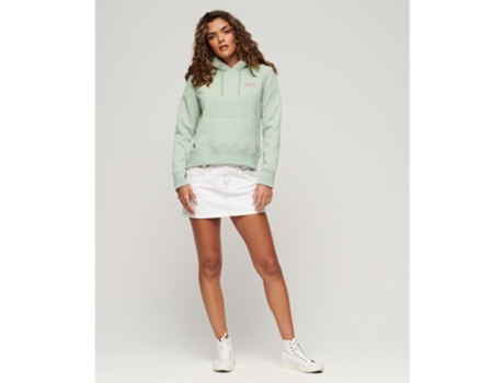 Sudadera con Capucha de Mujer SUPERDRY Logo Essential Verde (XS)