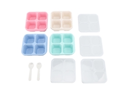 KKML Contenedor reutilizable apilable de 4 compartimentos a prueba de polvo para aperitivos con tapa