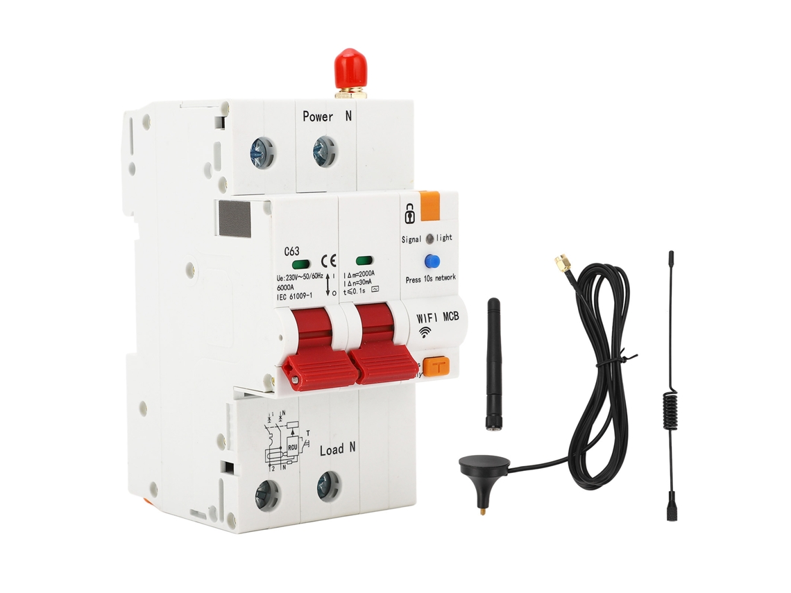 Disyuntor De Fuga Inteligente 2p Wifi 63a Control Remoto Din Rail Protección De Potencia Interruptor Aire