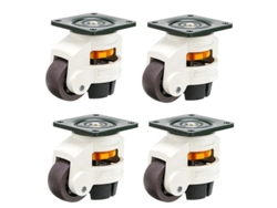 4 Rodillos De Mobiliario Giratorios, Niveladores Retractables, Nylon Y Aluminio, Capacidad 250kg Por Rueda Zkf