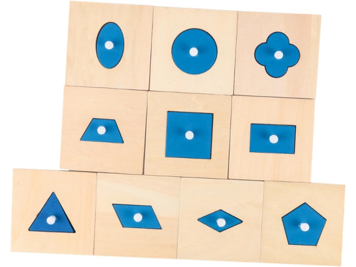 Juego de 10 bloques sensoriales de madera para niños, juguetes educativos con formas geométricas para el aprendizaje. CHABERLU
