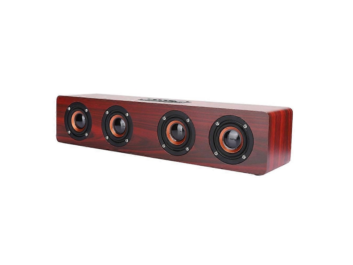 Altavoz Bluetooth con textura de madera roja, subwoofer inalámbrico para PC, teléfono, reproductor de música de escritorio, Chennnls