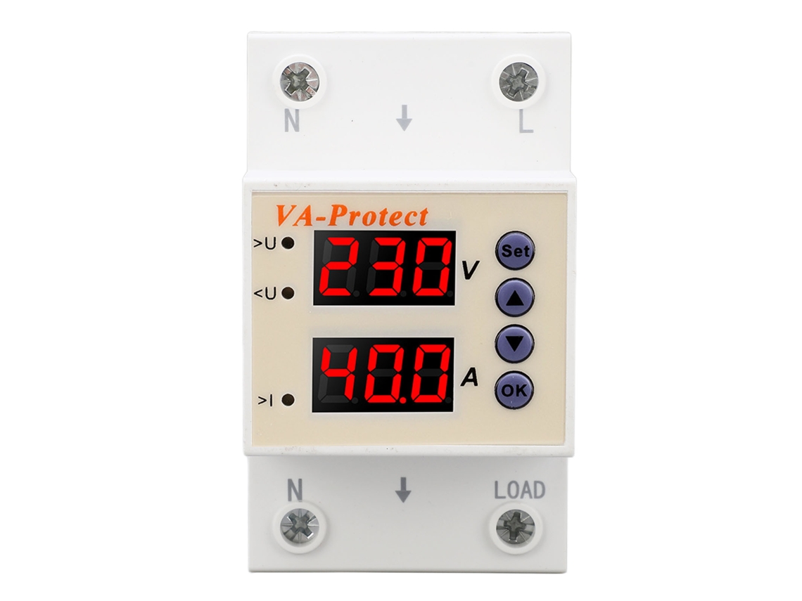 Protector De Voltaje Ajustable De 63 A Con Reinicio Automático Y Pantalla Digital Para Uso Doméstico.