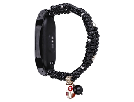 Correa de cuentas trenzadas con cuentas estilo de vacaciones para Xiaomi Mi Band 5/Band 6 - negro