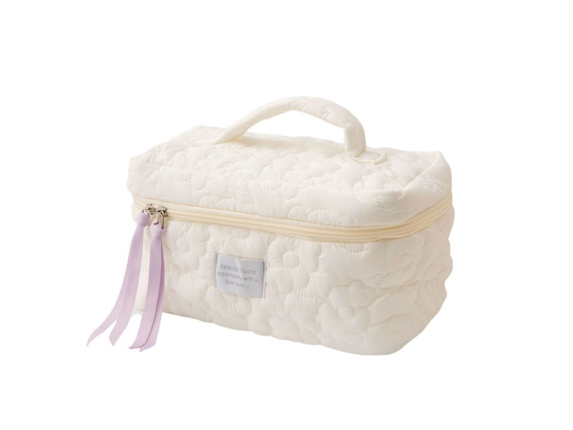 2026-estuche De Maquillaje Grande Para Viajes Organizador De Toiletries Bolsa De Cosméticos Acolchada (blanco)