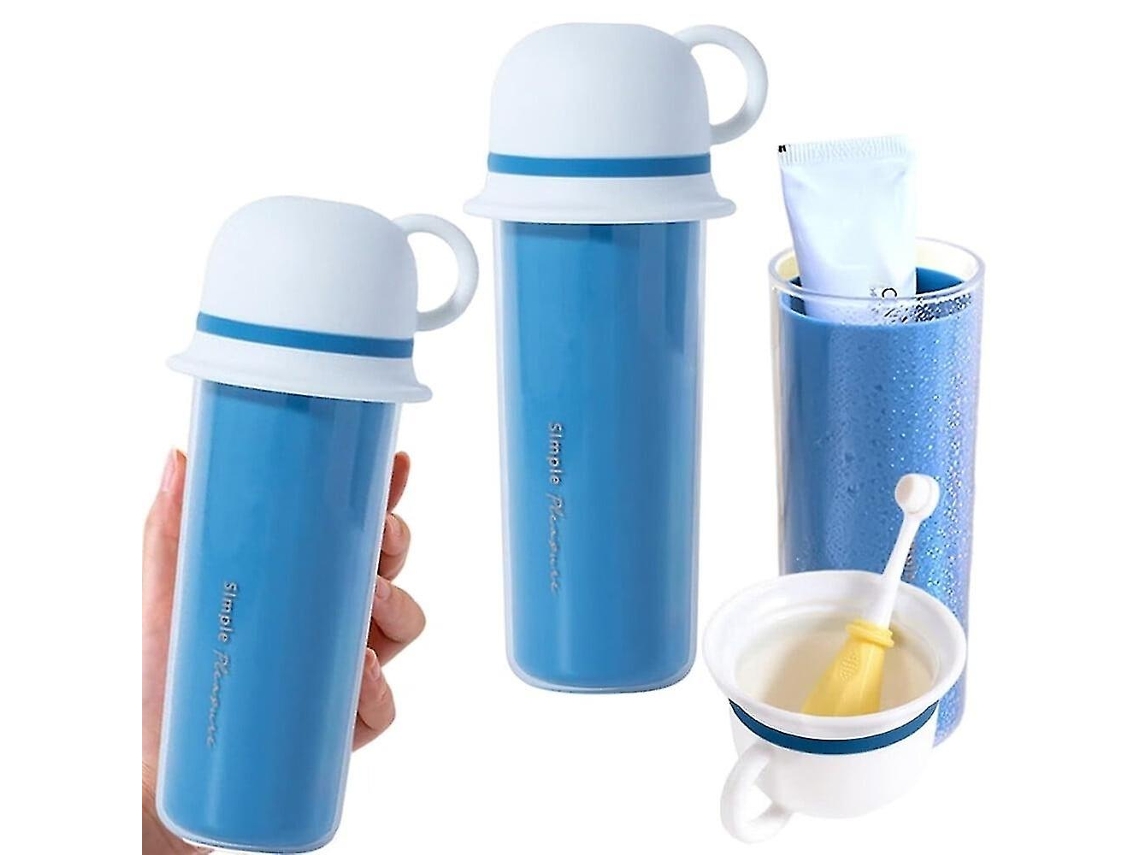 Vaso portátil 3 en 1 para cepillos de dientes, azul, para enjuague bucal, camping, viajes, con pasta de dientes, Rosewell