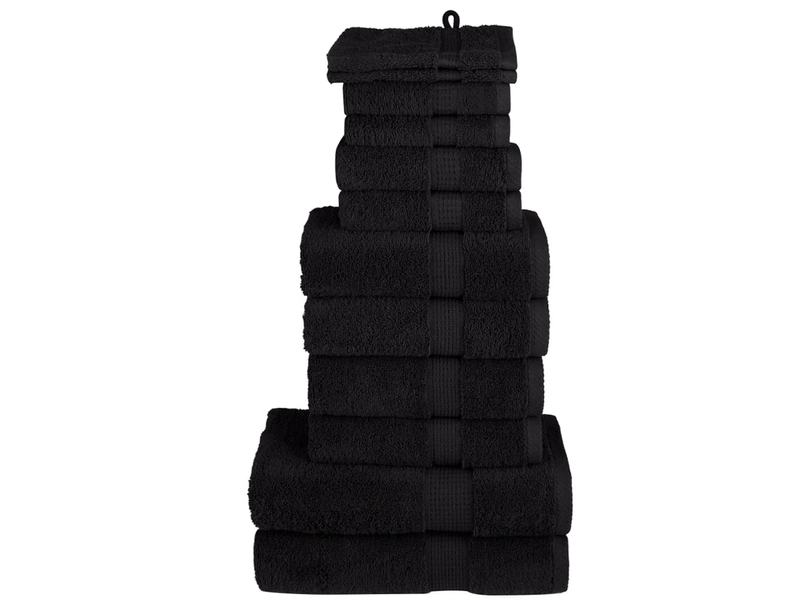 Juego De Toallas Premium Solund 12 Unidades Negro 600 Gsm Wsd264517