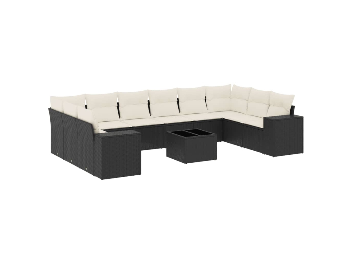 Maison Exclusive - Set De Sofás De Jardín 11 Pzas Y Cojines Ratán Sintético Negro