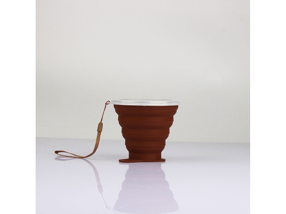Botella De Agua De Silicona Plegable Para Niños, Color Marrón, Taza Telescópica, Ecológica.