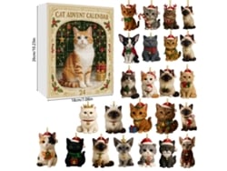Calendario de Adviento, 24 colgantes decorativos de gatos navideños M10 Digitallab
