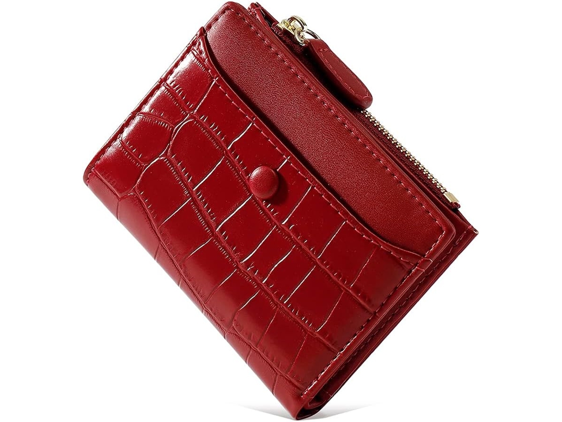 Cartera De Mujer Con Patrón De Piedra Clara - Monedero Moderno - Rojo