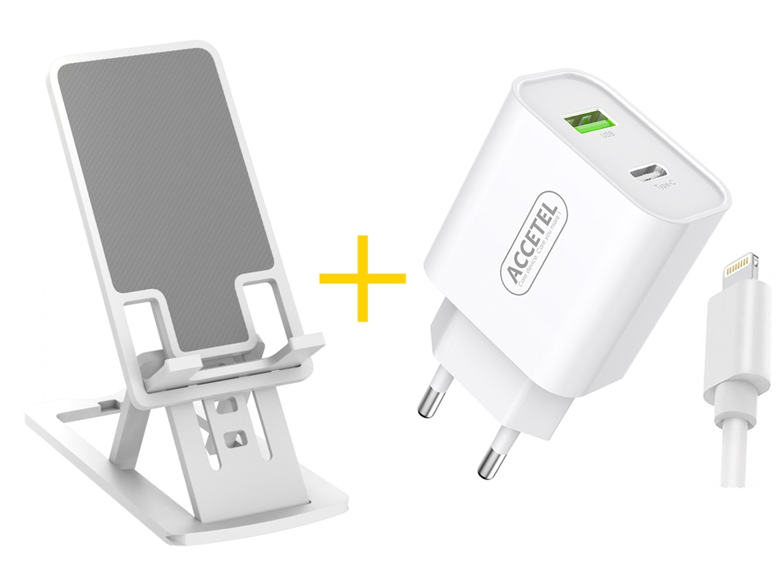 Cargador ACCETEL iPhone X / XS (Lightning - Blanco)