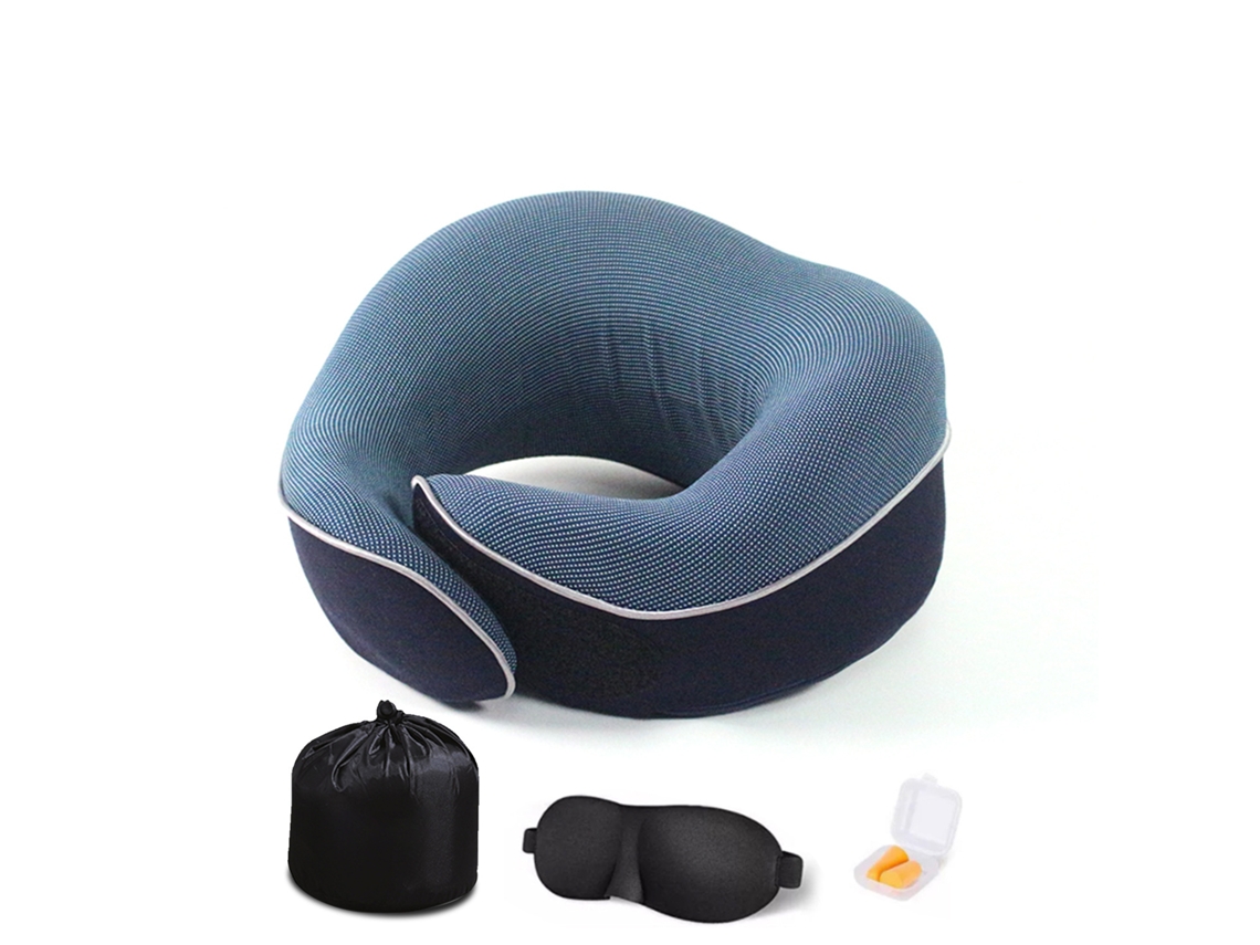 Almohada Cervical De Espuma Viscoelástica Con Forma De U Protector De Cuello De 360° Con Antifaz Y Tapones Para Los Oídos Cuich