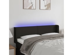Cabecero Con Led De Tela Negro 147x16x78/88 Cm