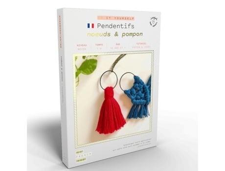 Joyas Macramé - 2 Colgantes Rojo y Azul