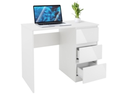 Escritorio Con Tres Cajones 90X76X50 cm Tablero de Aglomerado Blanco ML-DESIGN