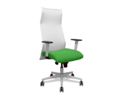 Sillón Albacete Con Mecanismo Sincro Tapizada Con Tela Color Verde Y Malla Color Blanco