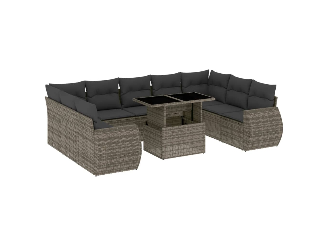 Maison Exclusive - Set De Sofás De Jardín 10 Pzas Con Cojines Ratán Sintético Gris
