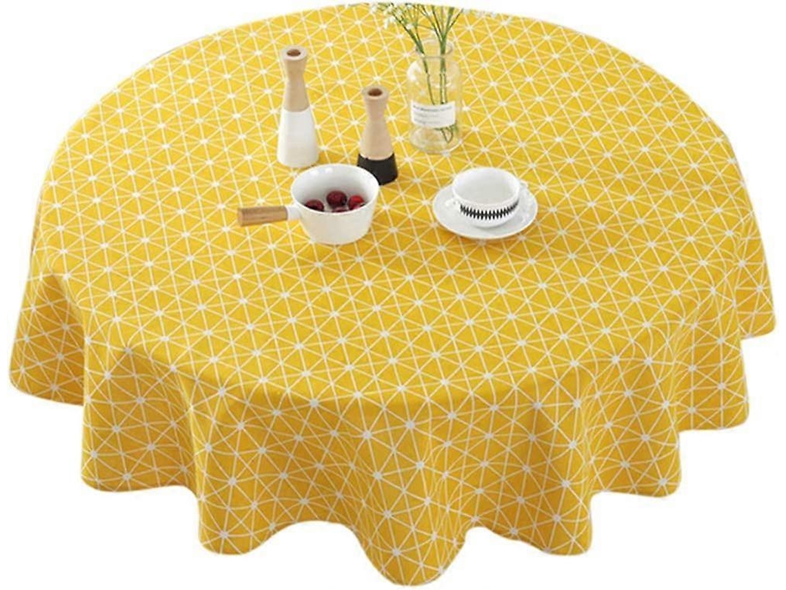 Rebe-mantel Redondo De Algodón Lino A Rayas Floral Lavable Resistente A Manchas Decorativo Nordic 60x60 Pulgadas