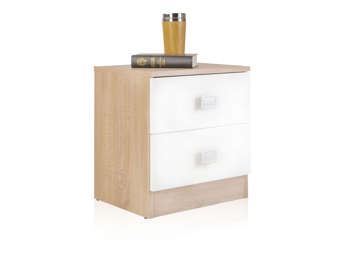 Mesita de noche Kamik Roble Nordico - Blanco 39,5 x 44 x 33,5 cm
