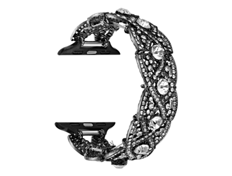 Correa de reloj de metal trenzado con diamantes para Apple Watch Ultra 49 mm (negro)