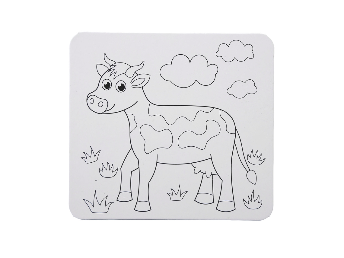Lienzo Prediseñado Con Contorno De Animal Para Pintar (diy) - Vaca De Dibujos Animados Para Niños Con Soporte Empotrado