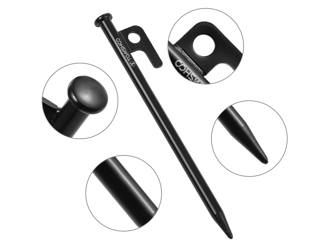 Estacas Para Tienda De Campaña Tomshoo, 6 Unidades, Acero Resistente, 8/12 Pulgadas, Para Camping, Carpa Y Toldo.