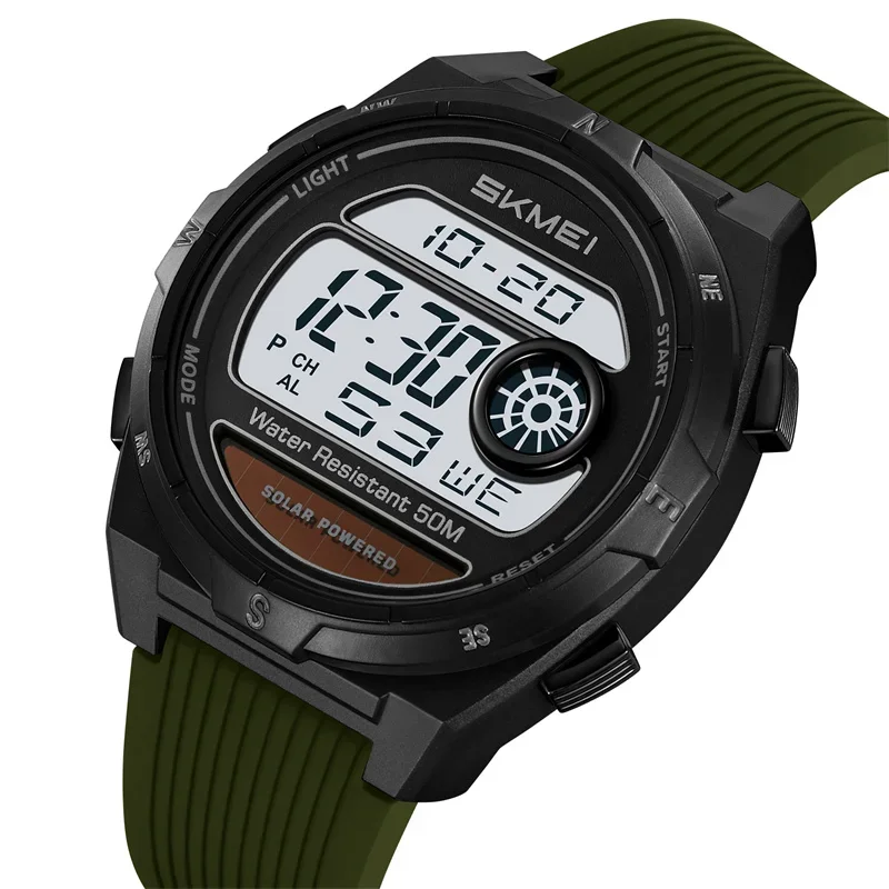 Reloj Deportivo Para Hombre (verde) Con Elegante Correa De Silicona Y Cronógrafo Led Resistente Al Agua.