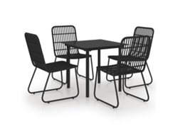 Conjunto 5 de comedor para jardín VIDAXL ratán sintético y vidrio