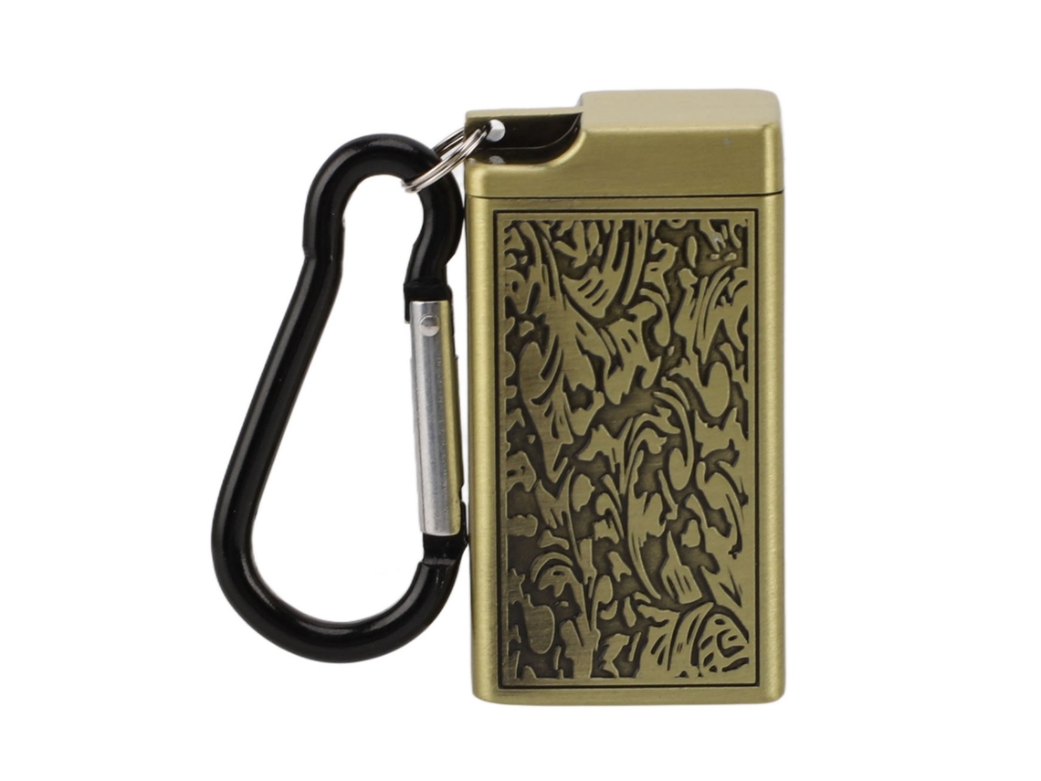Cenicero portátil de bolsillo con tapa de aleación de aluminio, con diseño en relieve, para interiores, exteriores, bares, casas y oficinas, dorado.